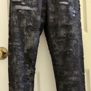 Fredericks of Hollywood Sheer/Lace, Silver Thread Adorned Pajama Pants